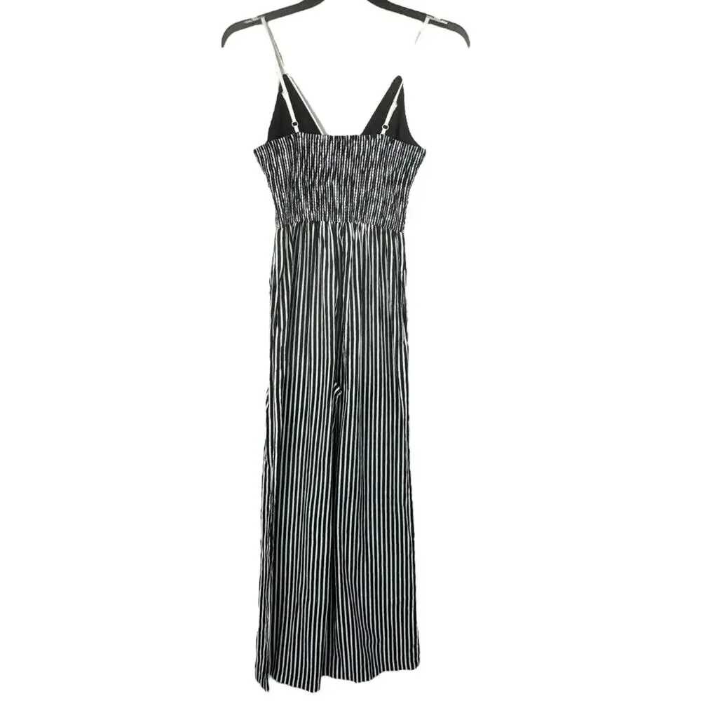 INC Small Romper Jumpsuit Wide Leg V-Neck Spaghetti Straps Striped Empire Waist - Picture 4 of 8